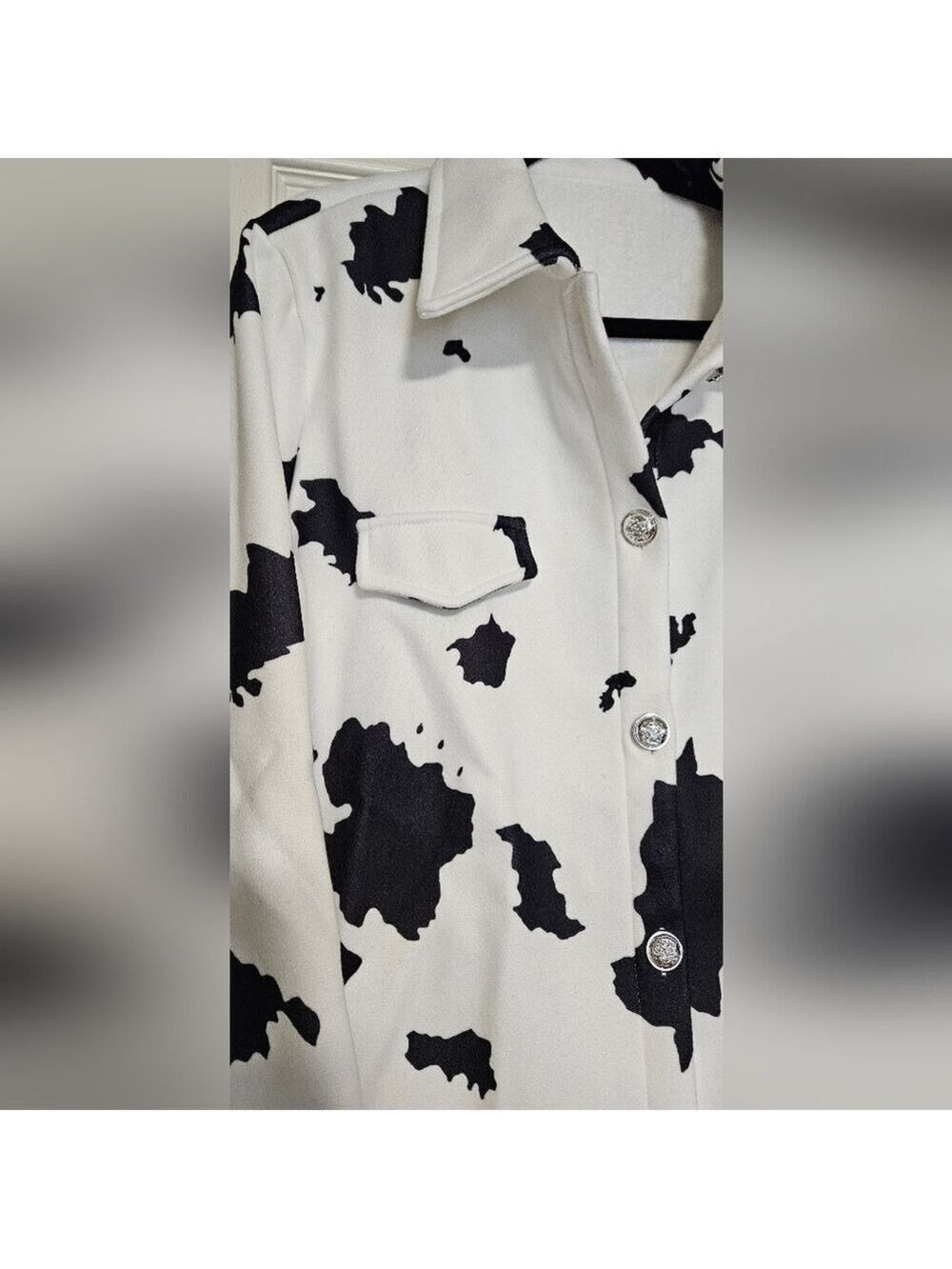 Western Black and White Cow Print Jacket Women's 2XL - Picture 5 of 7